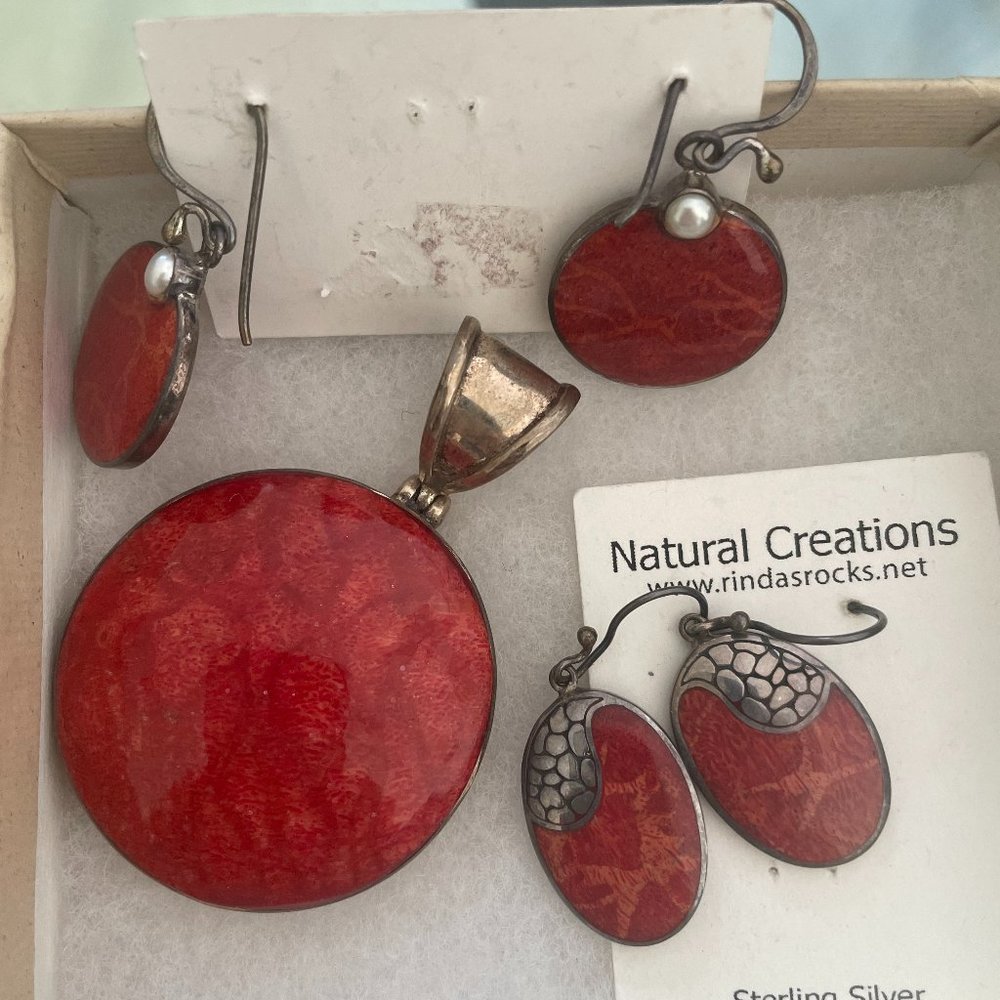 Red Coral & Sterling Silver Jewelry